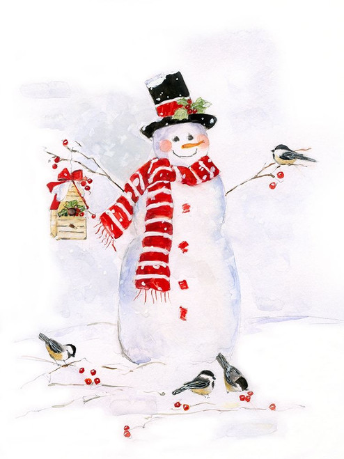 Snowman and Chickadee Friends II by Sally Swatland (18 x 24)