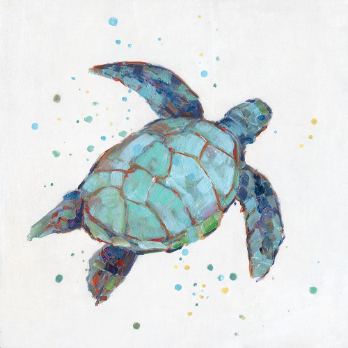 Bubbly Blue Turtle I by Sally Swatland (24 x 24)