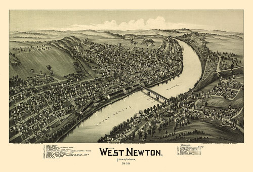 West Newton Pennsylvania - Fowler 1900 by Fowler (24 x 15)