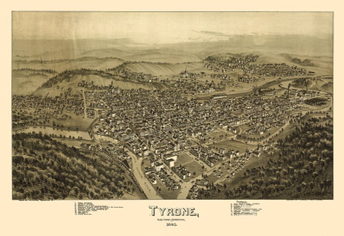 Tyrone Pennsylvania - Fowler 1895 by Fowler (24 x 18)