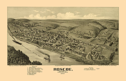 Roscoe Pennsylvania - Fowler 1902 by Fowler (24 x 15)