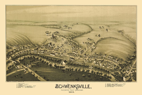 Schwenksville Pennsylvania - Fowler 1894 by Fowler (24 x 18)