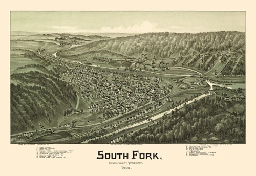 South Fork Pennsylvania - Fowler 1900 by Fowler (24 x 18)