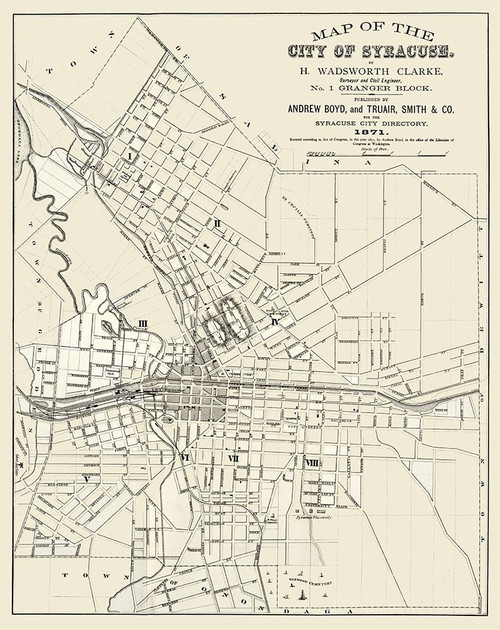 Syracuse New York - Clarke 1871 by Clarke (18 x 24)