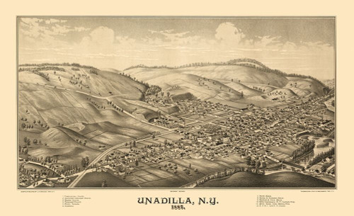 Unadilla New York - Burleigh 1887 by Burleigh (24 x 14)