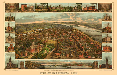Harrisburg Pennsylvania - Williams 1855 by Williams (24 x 16)