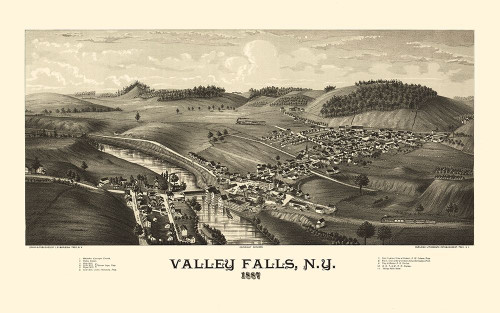 Valley Falls New York - Burleigh 1887 by Burleigh (24 x 15)