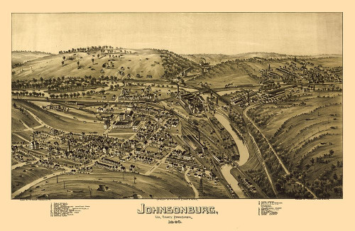 Johnsonburg Pennsylvania - Fowler 1895 by Fowler (24 x 15)