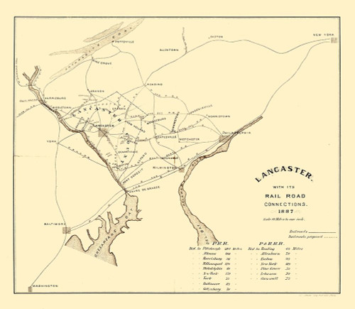 Lancaster Pennsylvania -1887 by Unknown (24 x 22)