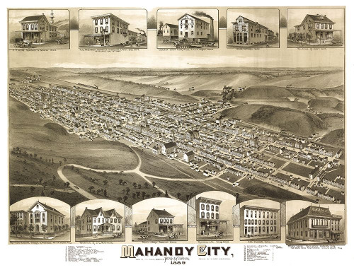 Mahanoy City Pennsylvania - Fowler 1889 by Fowler (24 x 18)