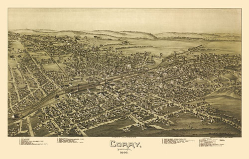 Corry Pennsylvania - Moyer 1895 by Moyer (24 x 15)