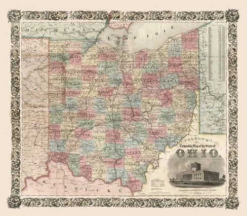 Ohio - Colton 1851 by Colton (12 x 10)