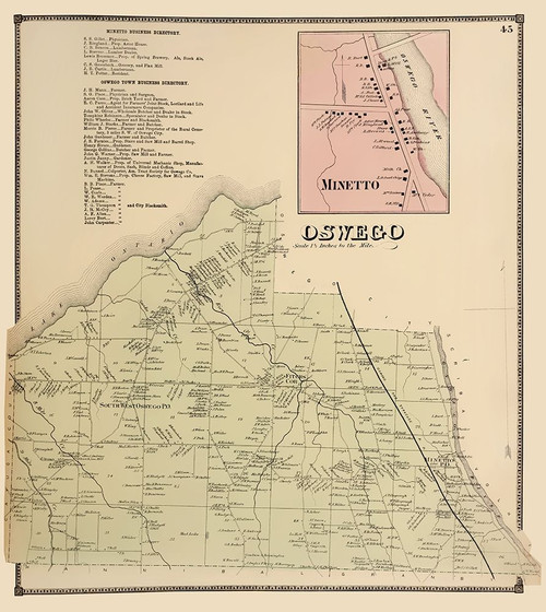 Oswego, Minetto New York Landowner - Stone 1866 by Stone (11 x 13)
