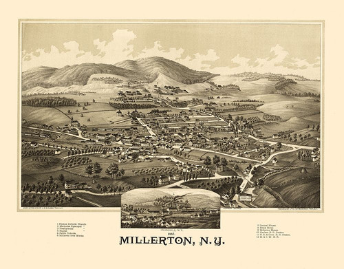 Millerton New York - Burleigh 1887 by Burleigh (24 x 18)