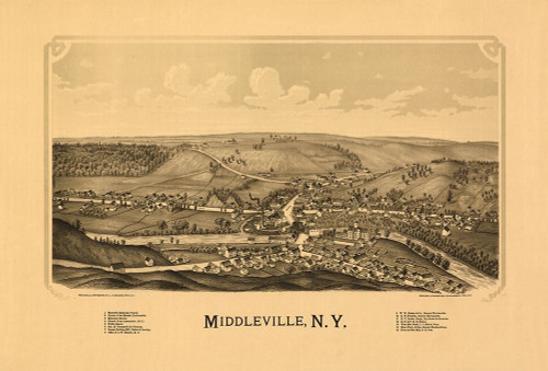 Middleville New York - Burleigh 1890 by Burleigh (24 x 15)