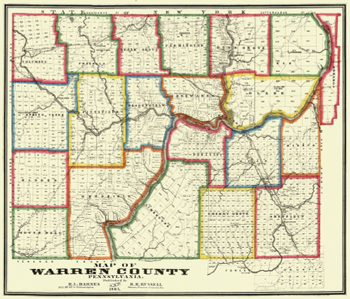 Warren County Pennsylvania - Barnes 1865 by Barnes (12 x 10)