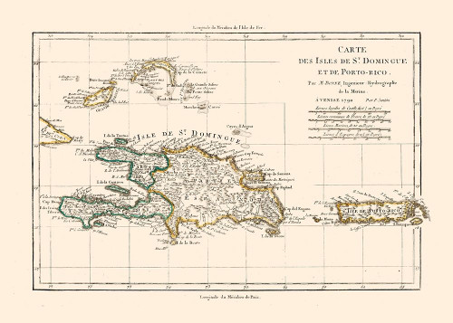 Dominican Republic Puerto Rico - Santini 1794 by Santini (18 x 24)