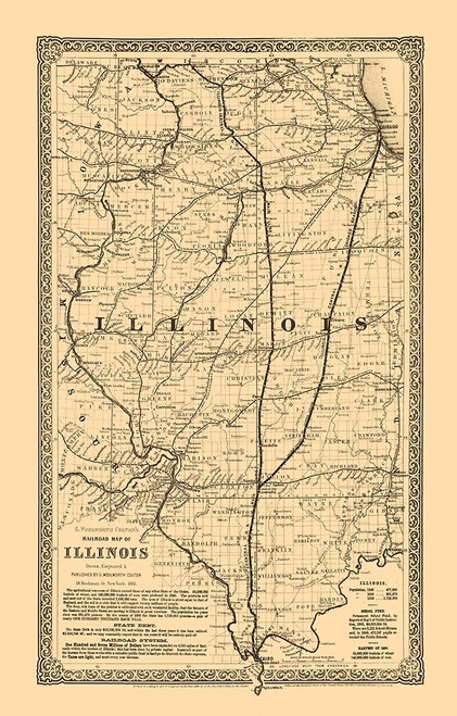 Illinois Railroads - Colton 1861 by Colton (15 x 24)
