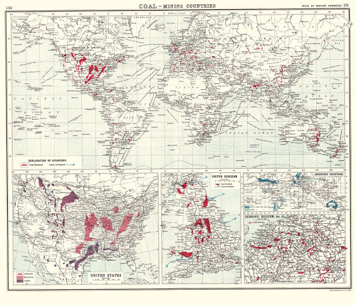 Global Coal Mining Countries - Bartholomew 1907 by Bartholomew (12 x 10)