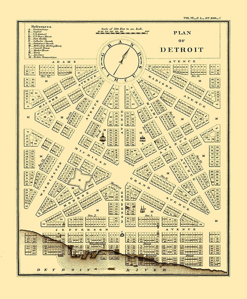 Detroit, Plan Michigan Plan - Bowen 1807 by Bowen (10 x 12)