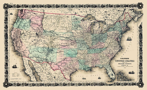 United States Military Stations Forts - Colton by Colton (24 x 14) United States Military Stations Forts - Colton by Colton (24 x 14)