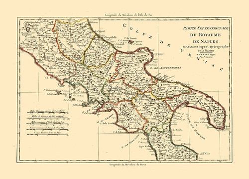 Naples Region Italy - Santini 1794 by Santini (18 x 24)