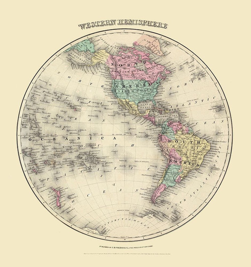 Western Hemisphere - Colton 1855 by Colton (11 x 12)