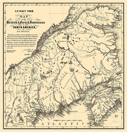 British French Nova Scotia Canada - Mitchell 1755 by Mitchell (11 x 12)