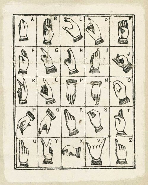 Vintage Sign Language Alphabet by Wild Apple Portfolio (18 x 24)