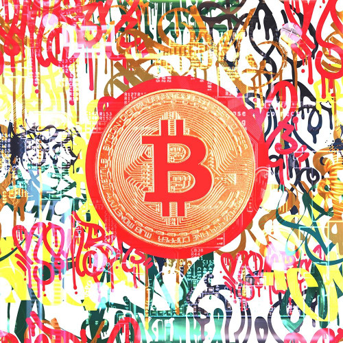 Bitcoin Graffiti Art II by Irena Orlov (12 x 12)