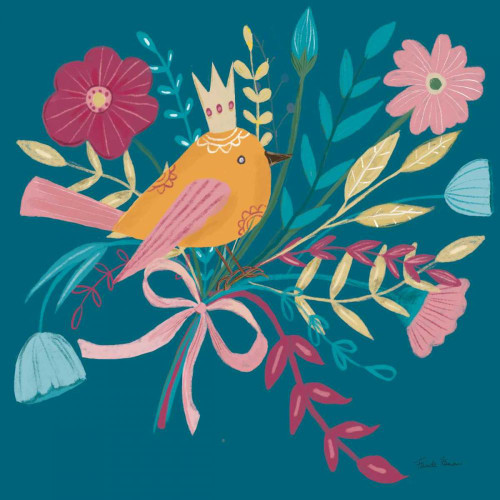 Royal Birds II Blue by Farida Zaman (24 x 24)