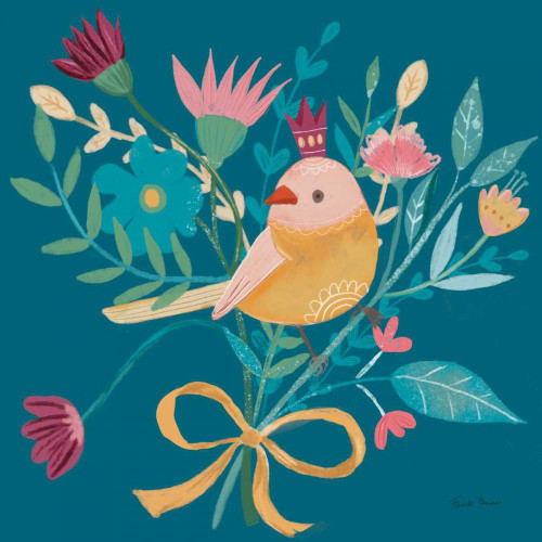 Royal Birds III Blue by Farida Zaman (24 x 24)