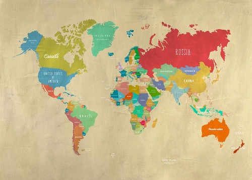Modern Map of the World by Joannoo (24 x 18)