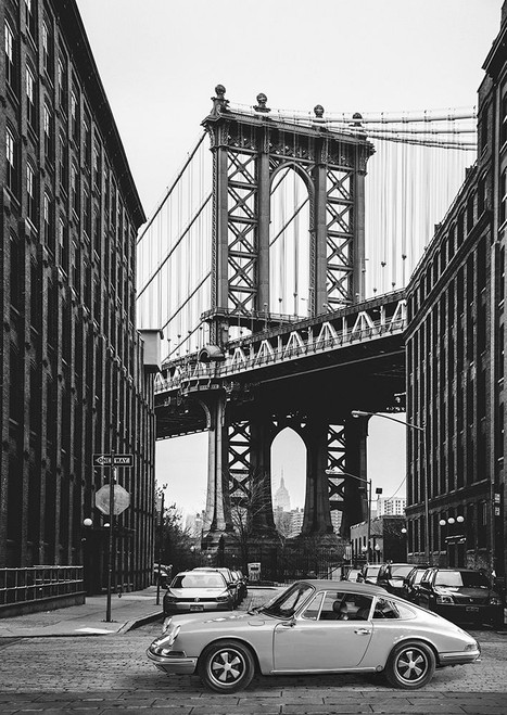 By the Manhattan Bridge - BW by Gasoline Images (18 x 24)