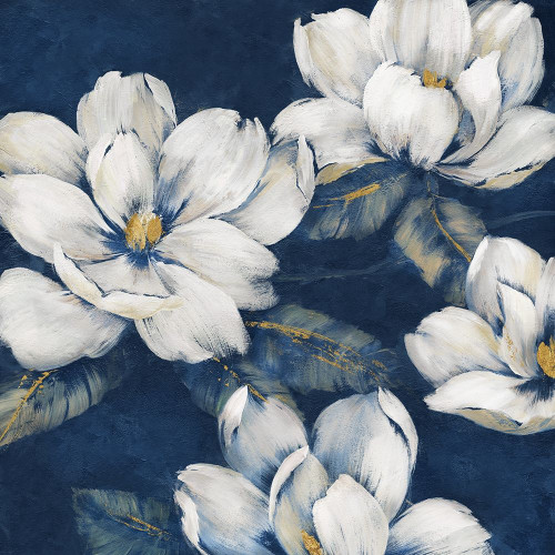 Magnolias Indigo by Nan (12 x 12)