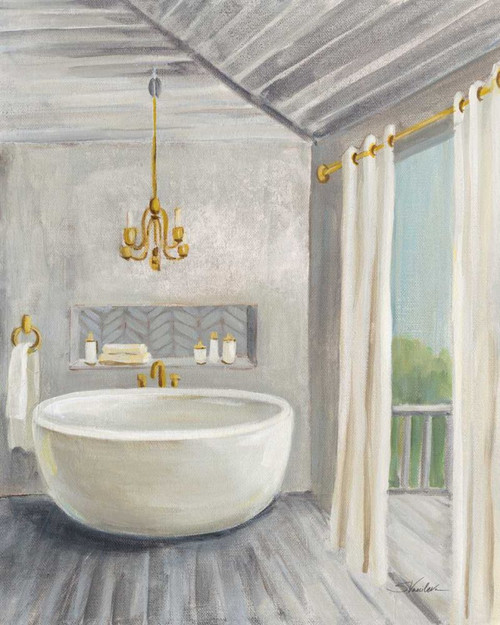 Attic Bathroom II Gray Wood by Silvia Vassileva (18 x 24)