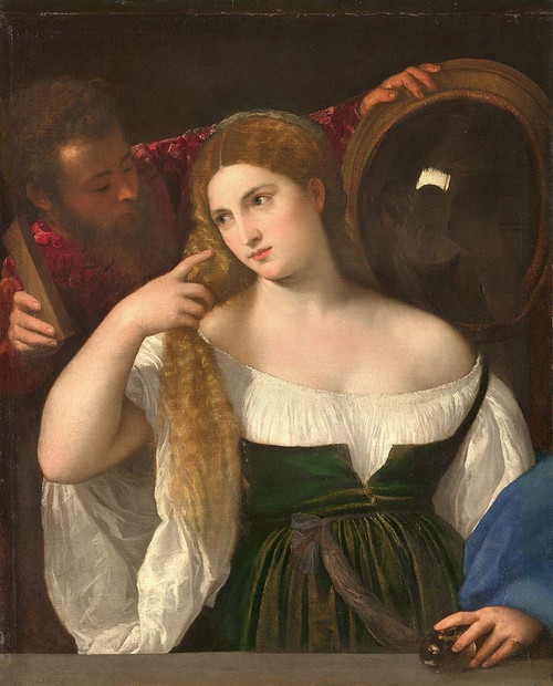 Woman with a Mirror by Titian (18 x 24)