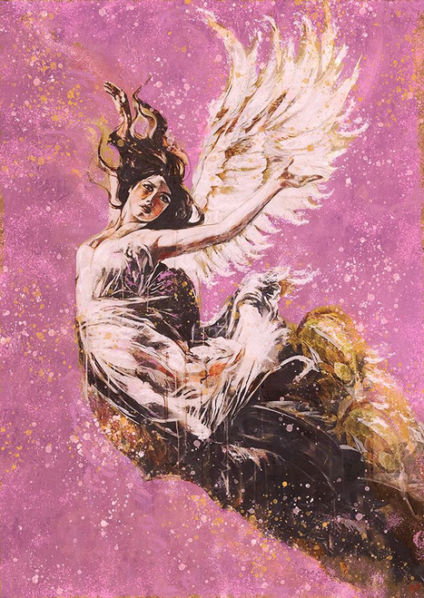 Pink Angel Falling II by Marta Wiley (17 x 24)