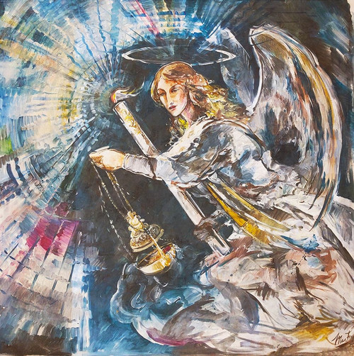 Angel With Candle- Light by Marta Wiley (12 x 12)
