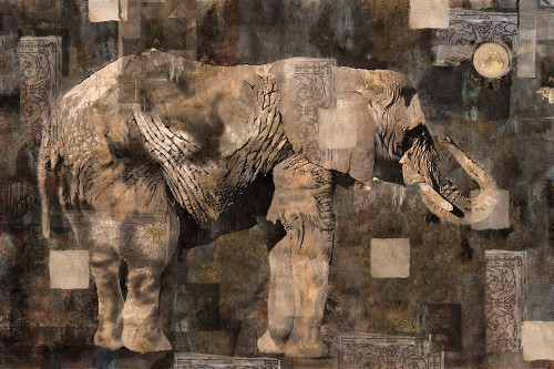 Elephant Collage Sepia by Marta Wiley (24 x 18)