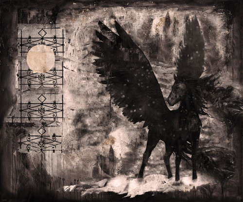 Black Pegasus Sepia by Marta Wiley (24 x 18)