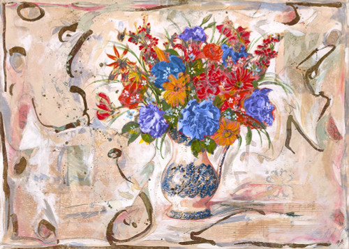 Blue Red Flowers by Marta Wiley (24 x 18)