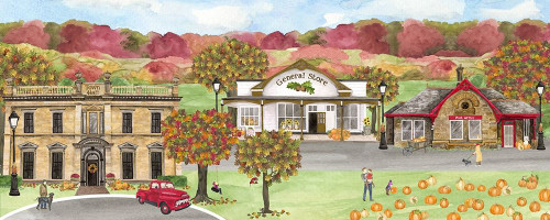 Harvest Village panel II by Tara Reed (24 x 10)