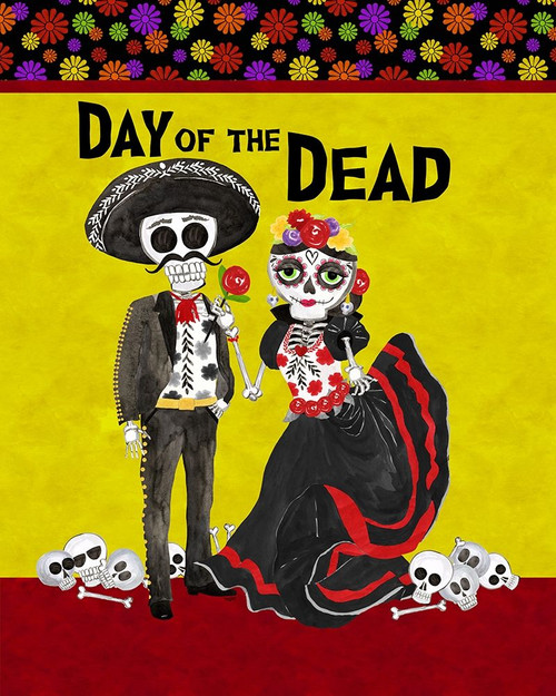 Day of the Dead portrait V-Sugar Skull Couple by Tara Reed (18 x 24)