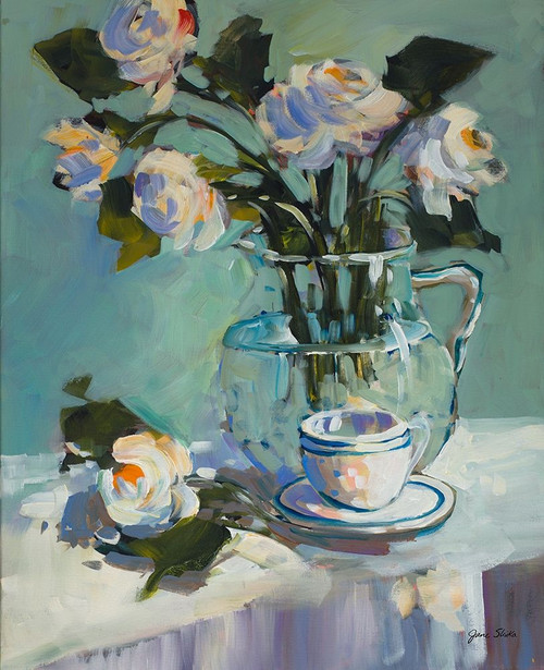 Flowers and Tea by Jane Slivka (18 x 24)