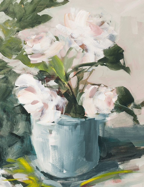 Peonies in Blue Vase by Jane Slivka (18 x 24)