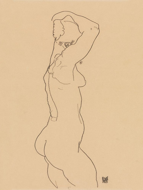 Standing Nude-Facing Right by Egon Schiele (18 x 24)