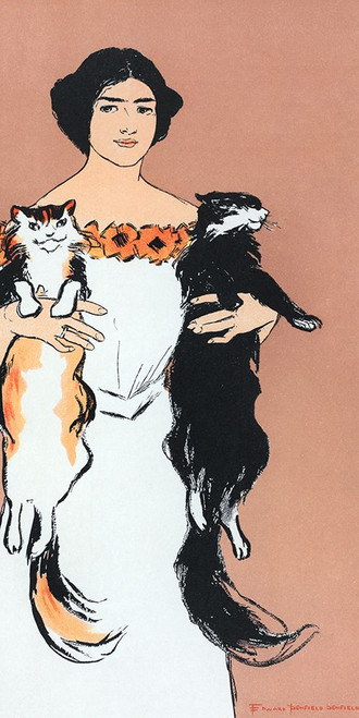 Woman Holding Cats by Edward Penfield (12 x 24)