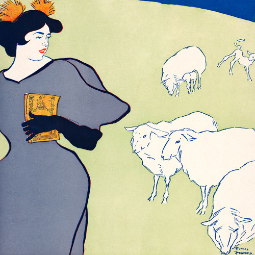 Woman and sheep by Edward Penfield (24 x 24)