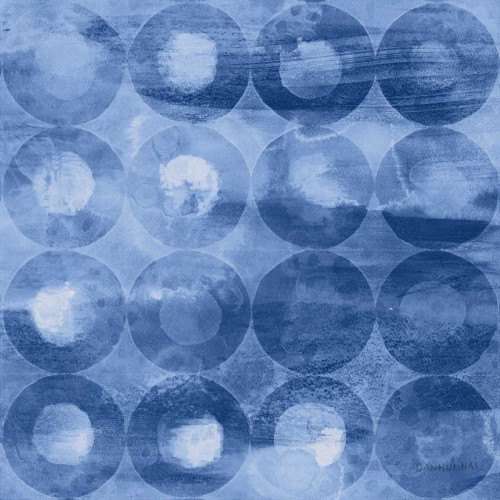 Touching Circles III Navy by Danhui Nai (24 x 24)